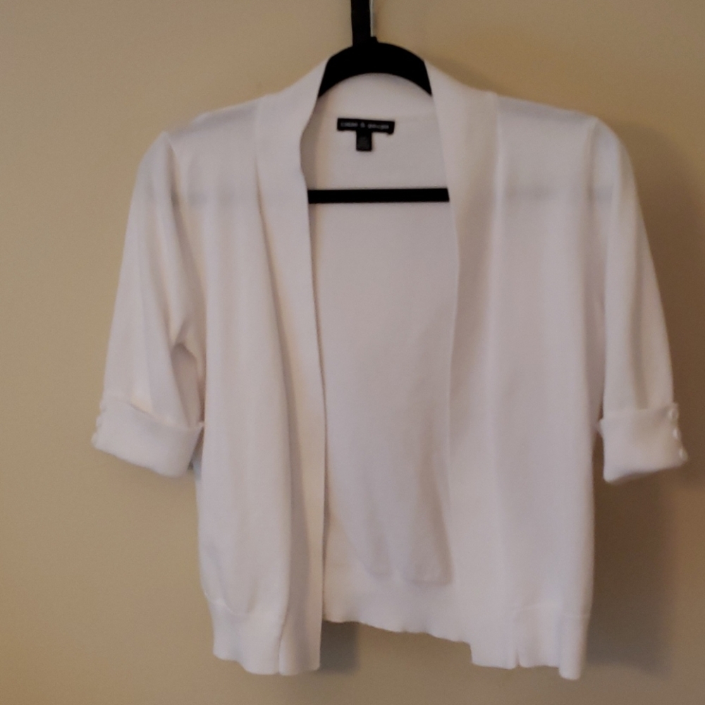 White cropped open sweater